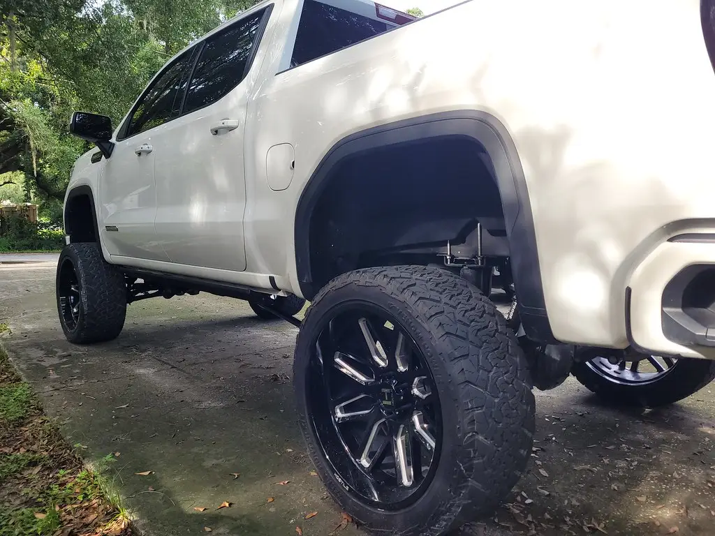 White GMC Sierra pickup truck — the platform the Kleinn GMTRK-1 bolt-on train horn kit is designed for