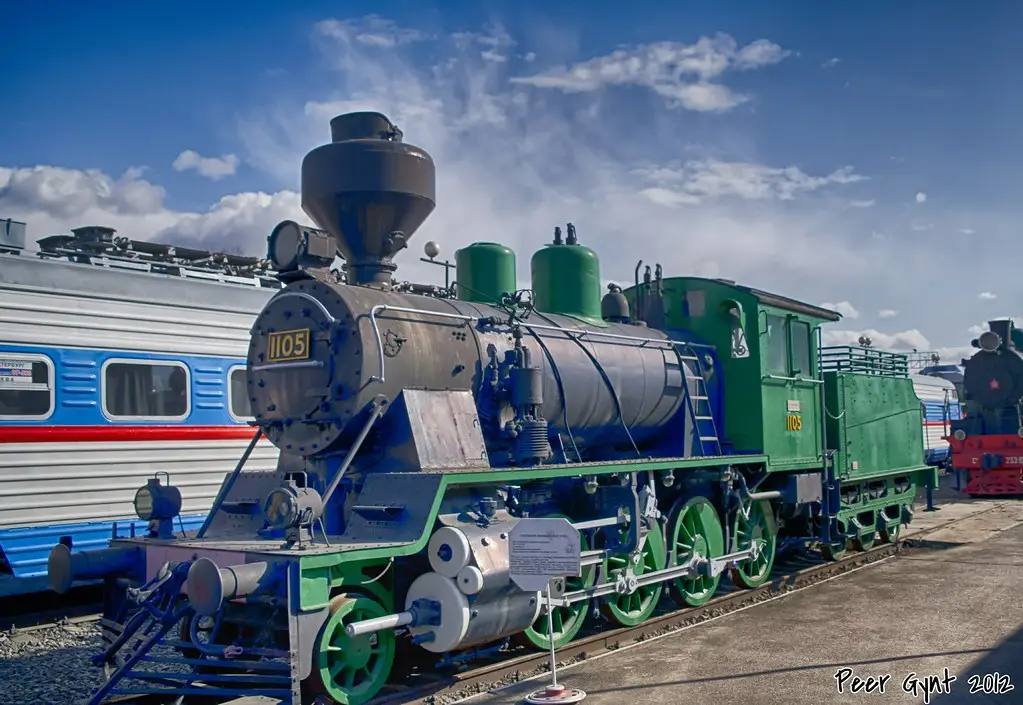 Front of a vintage Finnish Tk3 class freight steam locomotive