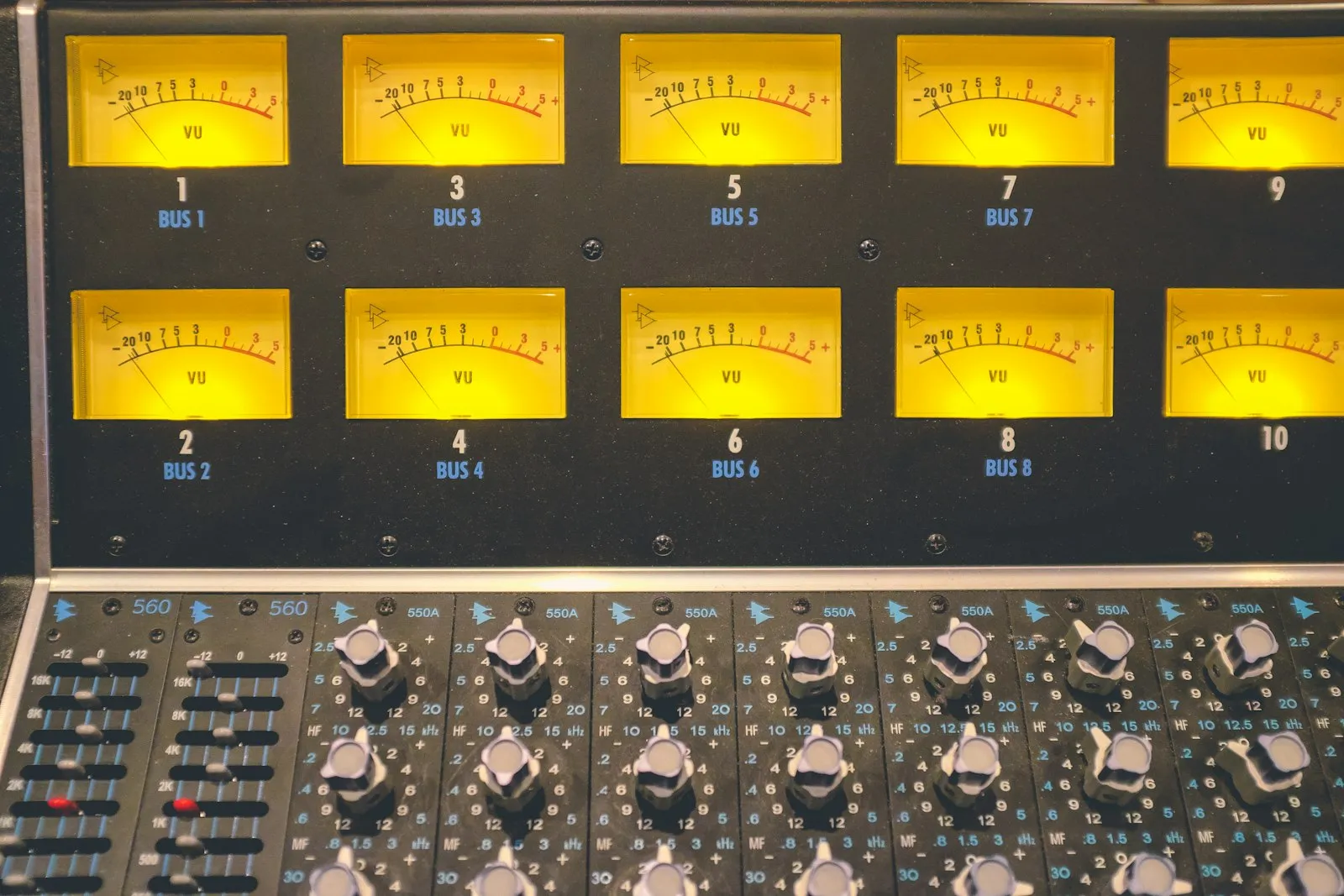 Gray audio mixing console — the production-tier studio context for lossless WAV downloads