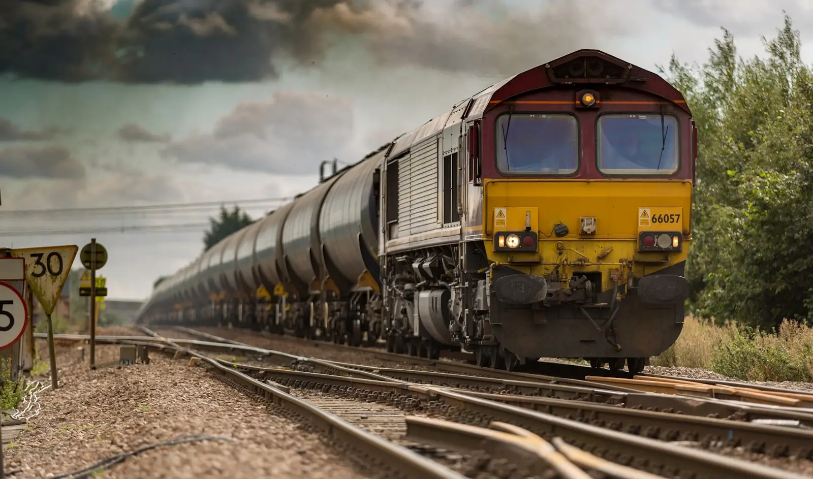 Locomotive on the rails