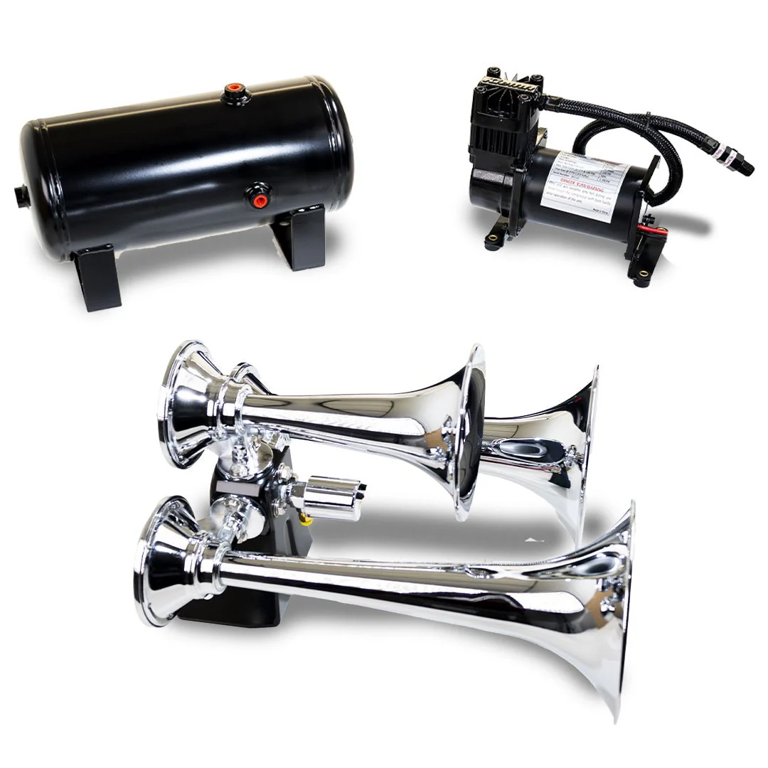 Kleinn HK6 chrome ABS triple trumpet horn detail