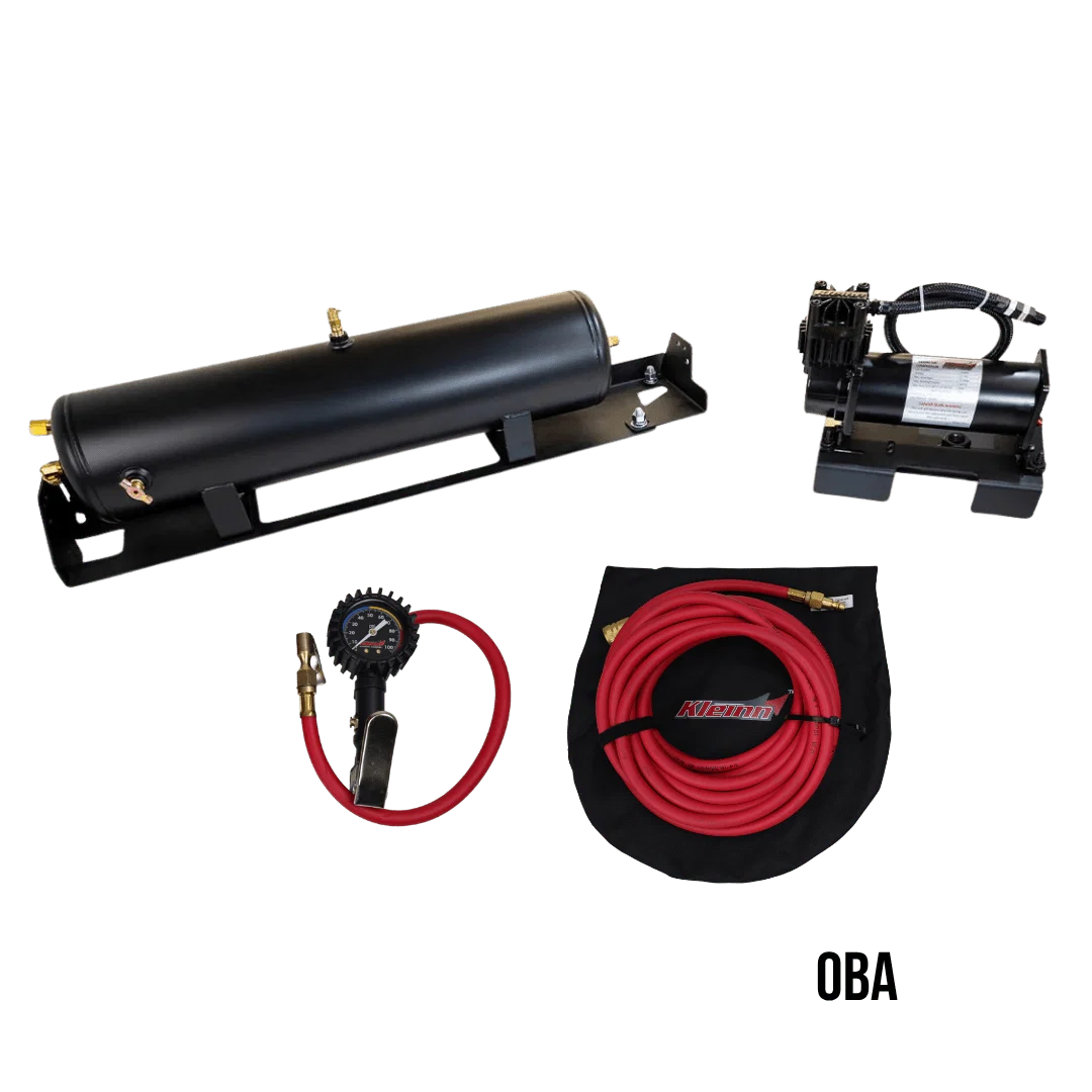 Kleinn SD17 onboard air system — 6450RC compressor and 3-gallon tank on vehicle-specific brackets