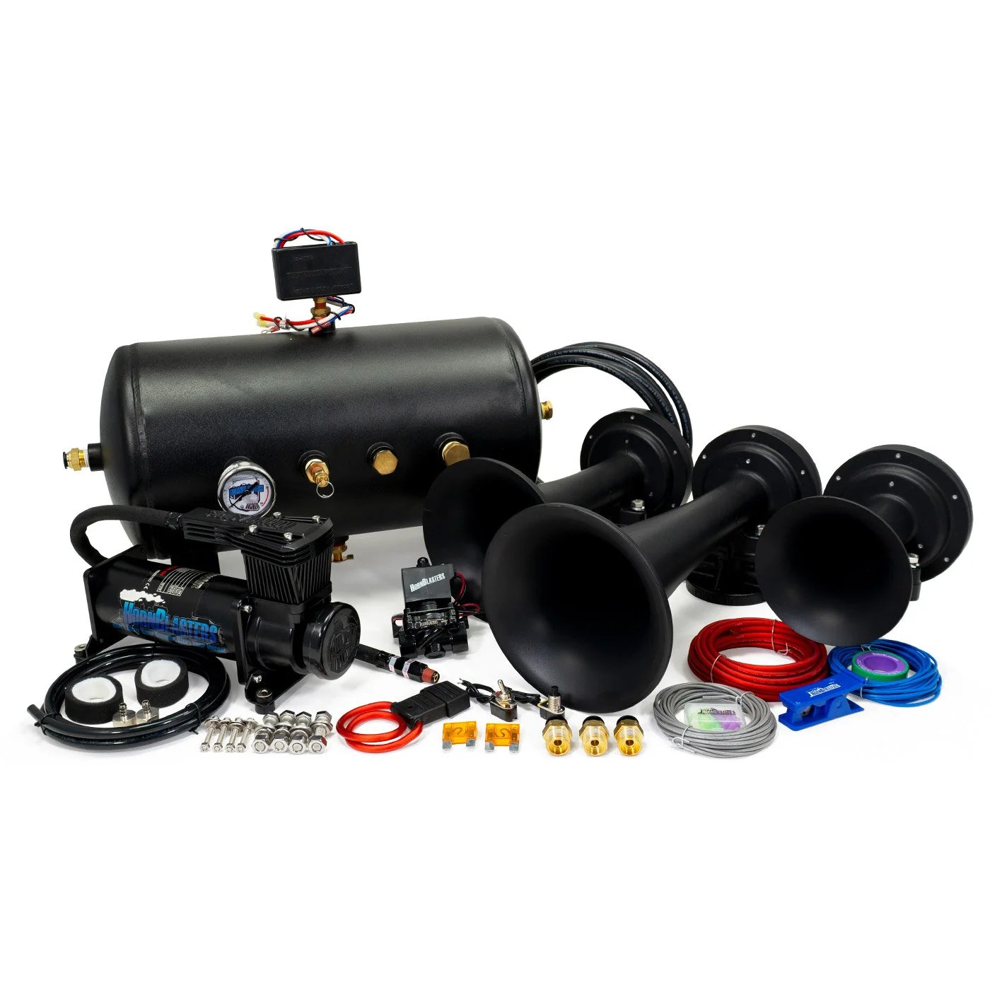 Nathan AirChime K3 544K train horn kit overview with K3LA horn, 5-gallon tank and compressor