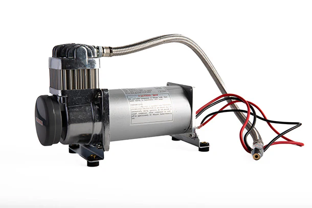 Viking Horns 12V 200 PSI air compressor with braided stainless leader hose