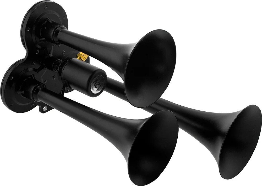 Vixen VXH3311B side angle showing three black trumpets of graduated length and the solenoid valve