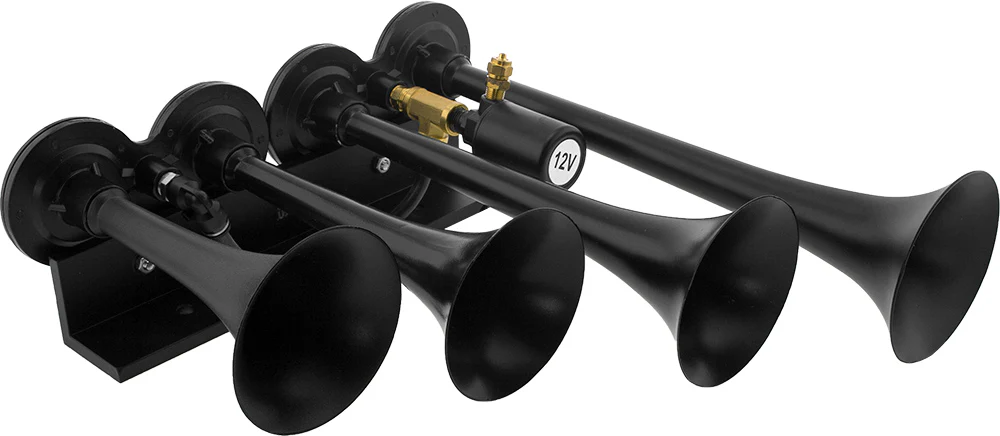 Vixen Horns VXH4124B side profile showing the four staggered trumpet lengths