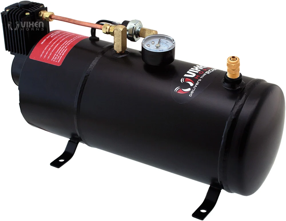 Vixen Horns VXO8210 integrated onboard air system — 1-gallon tank with top-mounted 150 PSI compressor