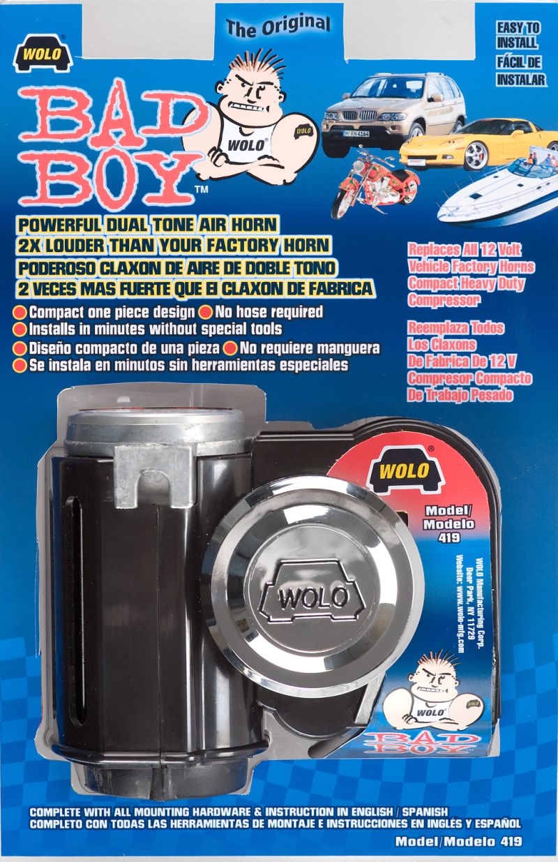 Wolo Bad Boy 419 compact one-piece 12-volt air horn in black