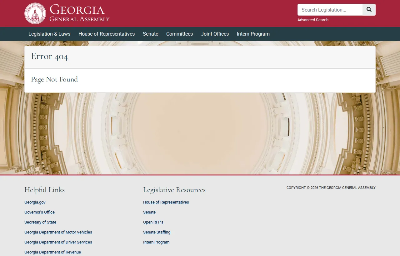 Screenshot of the official statute page at legis.ga.gov