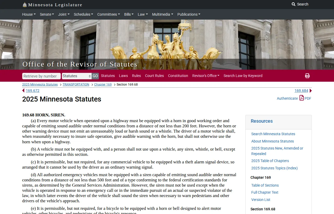 Screenshot of the official statute page at revisor.mn.gov
