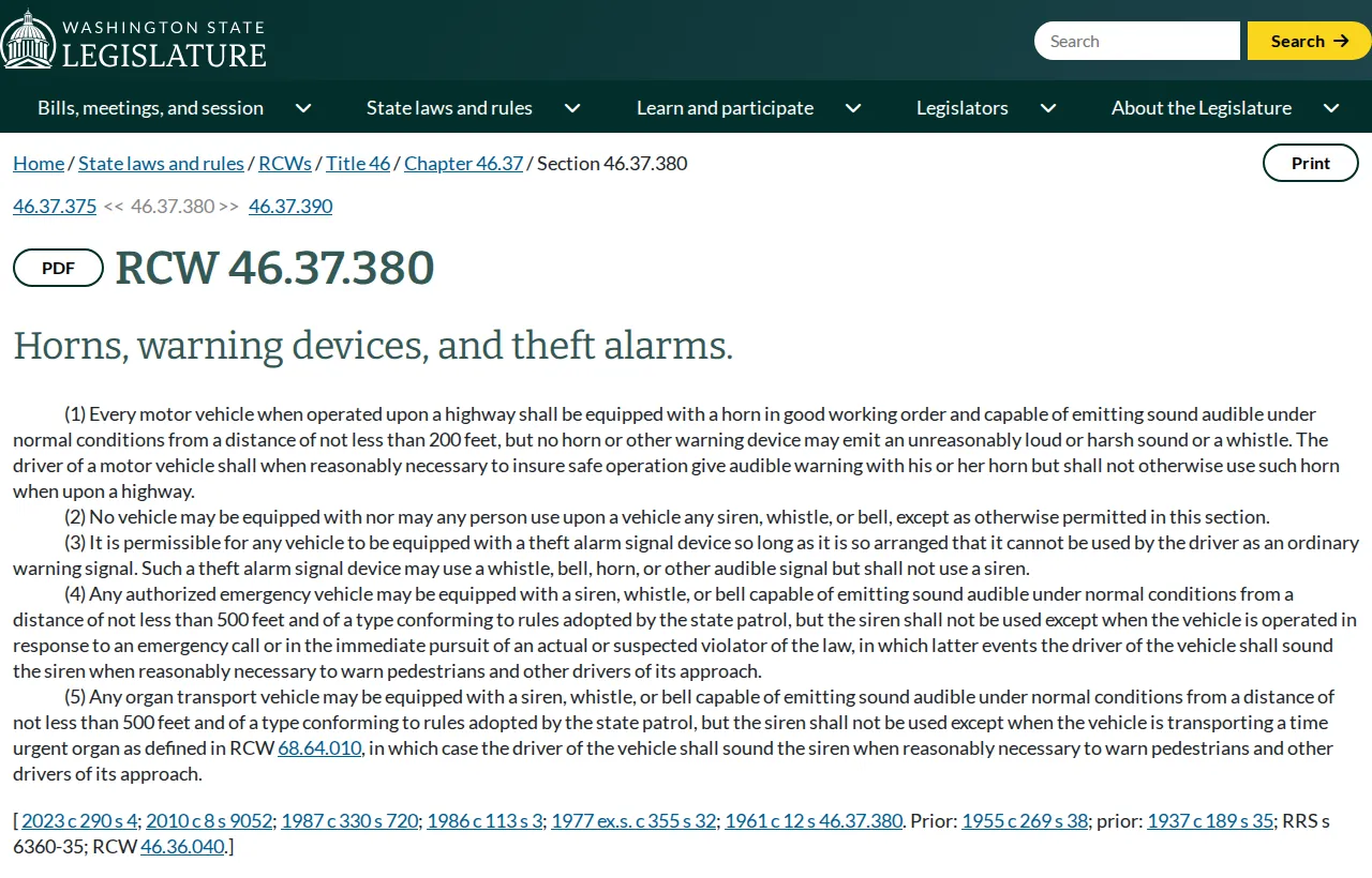 Screenshot of the official statute page at app.leg.wa.gov